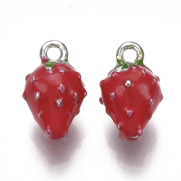 

PandaHall Brass Charms, with Enamel, Strawberry, Red, Nickel Free, Real Platinum Plated, 11.5x7x7mm, Hole: 1.4mm Brass+Enamel Fruit Red