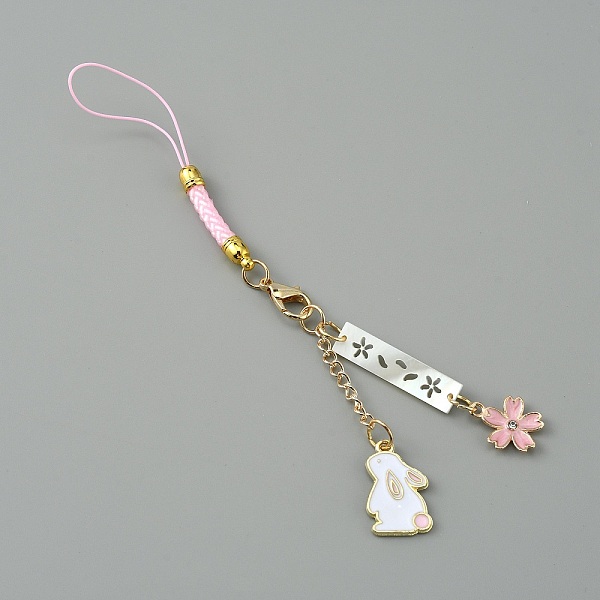 

PandaHall Cute Japanese Cherry Blossom Pendant Decorations, with Rabbit Charms and Nylon Rope, for Mobile Phone Bag Hanging Ornament, Rabbit...