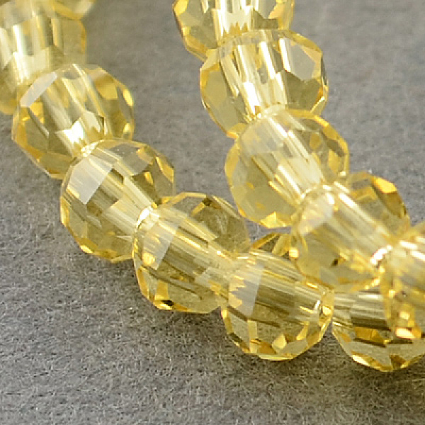 

PandaHall Transparent Glass Bead Strands, Faceted, Flat Round, Gold, 4~5x3~4mm, Hole: 0.5mm, about 95pcs/strand, 13.70 inch(34.8cm) Glass...