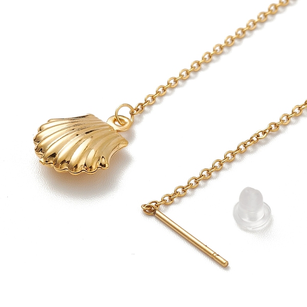 

PandaHall Vacuum Plating 304 Stainless Steel Long Chain with Shell Dangle Stud Earrings for Women, Golden, 111x1.2mm, Pin: 0.7mm Stainless...