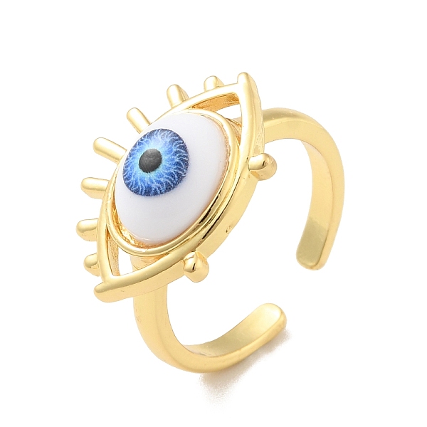 

PandaHall Acrylic Horse Eye Open Cuff Ring, Real 18K Gold Plated Brass Jewelry for Women, Cadmium Free & Lead Free, Dodger Blue, US Size 7...