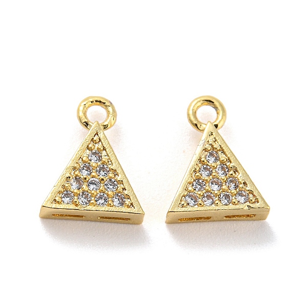 

PandaHall Rack Plating Brass Micro Pave Cubic Zirconia Charms, Long-Lasting Plated, Cadmium Free & Lead Free, Triangle, Golden..., Clear