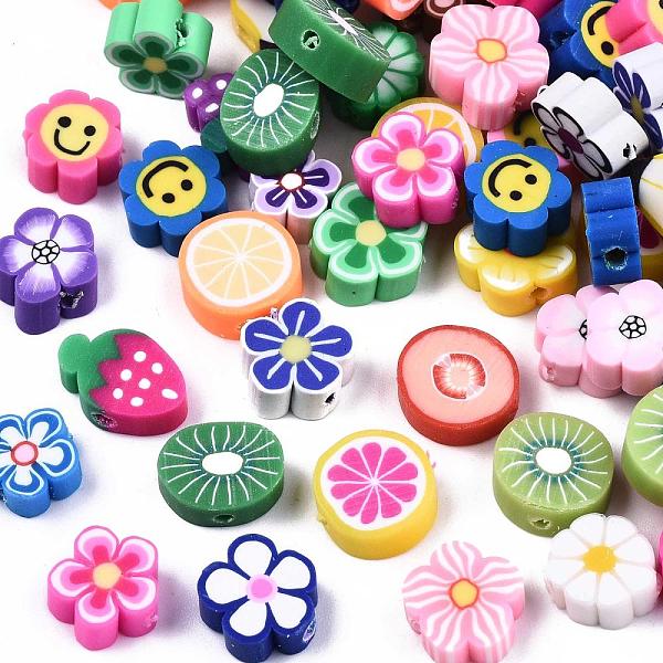 

PandaHall Handmade Polymer Clay Beads, Mixed Shape, Mixed Color, 8~11x8~11x4mm, 100pcs/bag Polymer Clay Mixed Shapes Multicolor