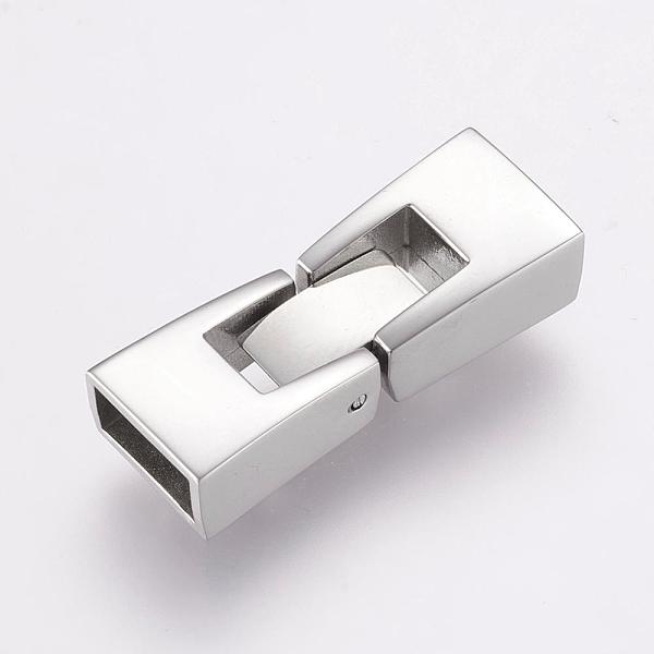 

PandaHall 304 Stainless Steel Fold Over Clasps, Rectangle, Stainless Steel Color, 26x9.5x6mm, Hole: 4x8mm 304 Stainless Steel