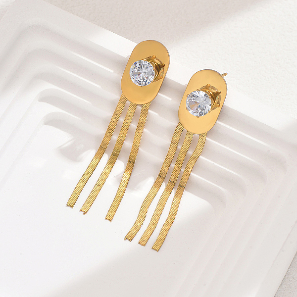 Fashionable Vintage Tassel 201 Stainless Steel Stud Earrings