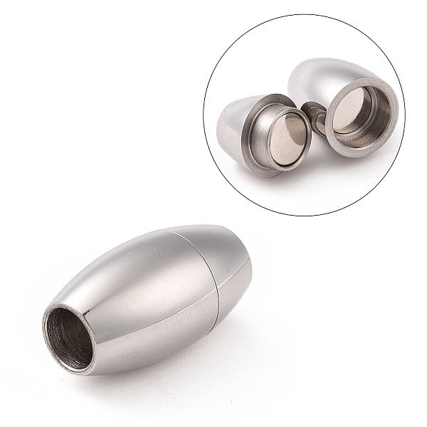

PandaHall 304 Stainless Steel Magnetic Clasps with Glue-in Ends, Oval, Stainless Steel Color, 17x10mm 304 Stainless Steel Oval