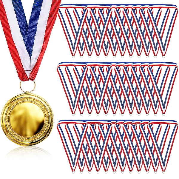 

PandaHall CHGCRAFT 36Pcs Polyester Medal Straps Award Neck Ribbons Medal Lanyards with Alloy Clasps for Competitions Meeting Sport Party..., Blue