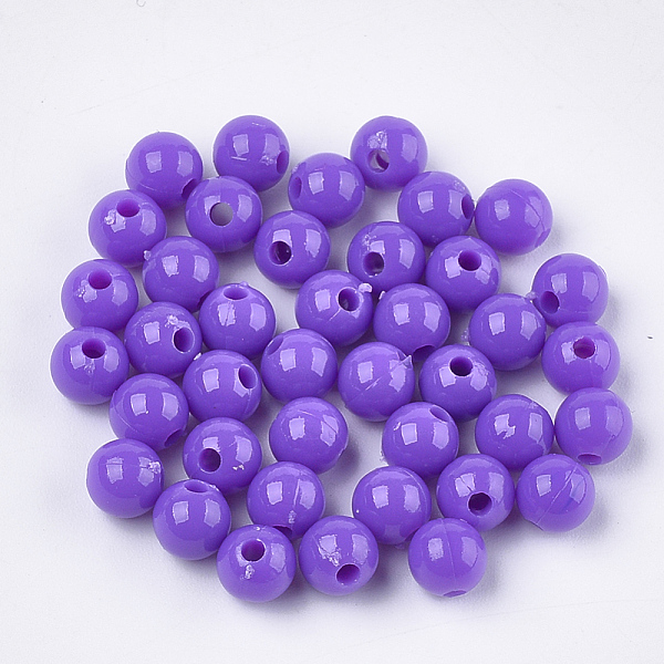 

PandaHall Opaque Plastic Beads, Round, Blue Violet, 6x5.5mm, Hole: 1.8mm, about 4790pcs/500g Plastic Round Purple