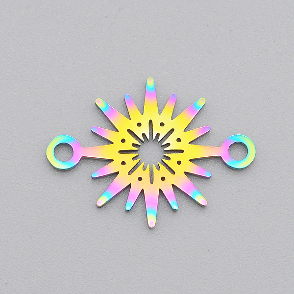 

PandaHall Ion Plating(IP) 201 Stainless Steel Links/Connectors, Laser Cut, Star, Rainbow Color, 15x20.5x1mm, Hole: 1.8mm 201 Stainless Steel...