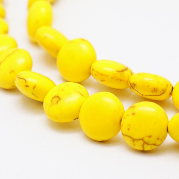 

PandaHall Flat Round Synthetic Turquoise Beads Strands, Dyed, Yellow, 16x6mm, Hole: 1mm, about 25pcs/strand, 15.7 inch Synthetic Turquoise...
