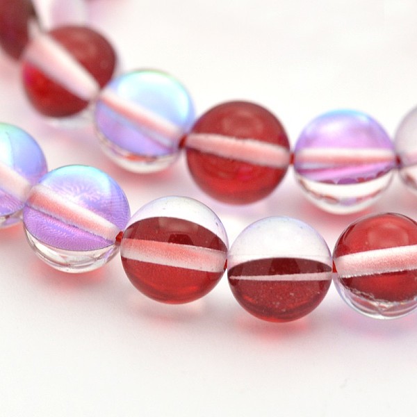 

PandaHall Round Synthetic Moonstone Beads Strands, Holographic Beads, Dyed, Dark Red, 8mm, Hole: 1mm, about 45~47pcs/strand, 14~15 inch...