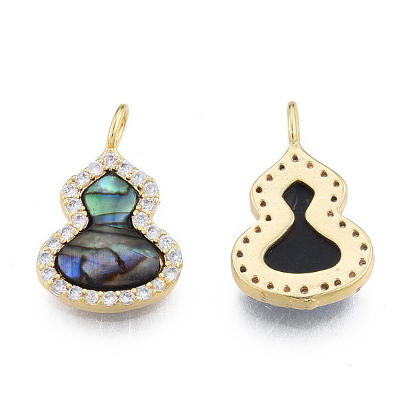 

PandaHall Brass Micro Pave Clear Cubic Zirconia Charms, with Synthetic Abalone Shell/Paua Shells and Jump Rings, Real 18K Gold Plated...