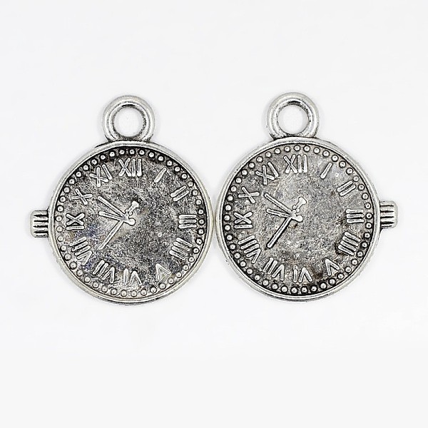 

PandaHall Tibetan Style Alloy Pendants, Cadmium Free & Lead Free, Clock, Antique Silver, 20x16x1mm, Hole: 1mm Alloy Clock
