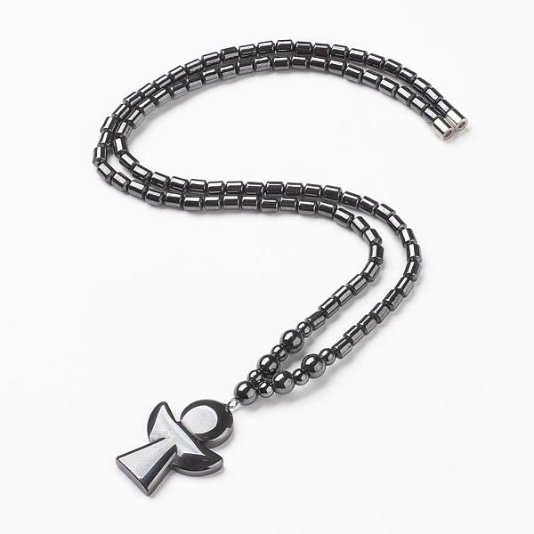 

PandaHall Non-magnetic Synthetic Hematite Pendant Necklaces, with Magnetic Clasps, Angel, 20.4 inch(52cm) Non-magnetic Hematite