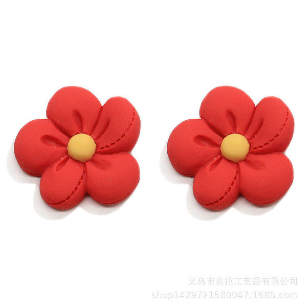

PandaHall Resin Frosted Cabochons, DIY for Earrings & Bobby pin Accessories, Flower, Red, 24x6mm Resin Flower Red