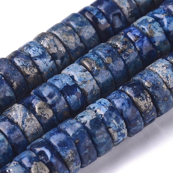 

PandaHall Natural African Pyrite Beads Strands, Dyed, Heishi Beads, Flat Round/Disc, 8~8.5x3mm, Hole: 0.8mm, about 127 pcs/Strand, 15.94...