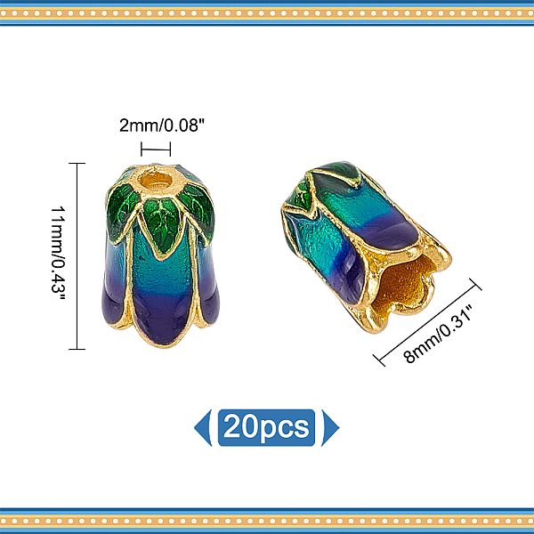 

PandaHall PH Trumpet Flower Bead Alloy+Enamel