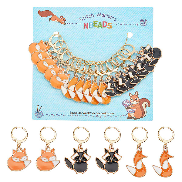 

PandaHall 15 Pcs Fox Stitch Markers, Alloy Enamel Crochet Stitch Marker Charms Locking Stitch Marker with 304 Stainless Steel Clasp for..., Multicolor