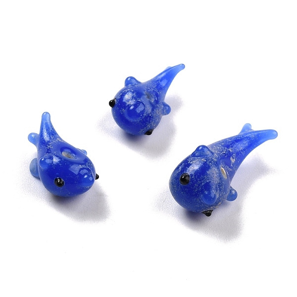 

PandaHall Handmade Lampwork Beads, Dolphin, Blue, 17~22x11~12x5~13mm, Hole: 2~2.2mm Lampwork Dolphin Blue