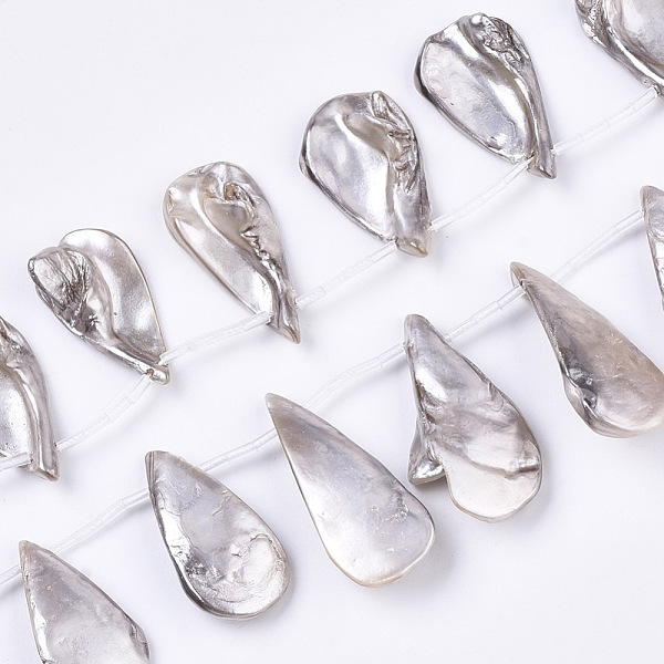 

PandaHall Spray Painted Natural Freshwater Shell Beads Strands, Top Drilled Beads, Teardrop, Gainsboro, 24~40x10~20x7~12mm, Hole: 0.8mm..., Gray