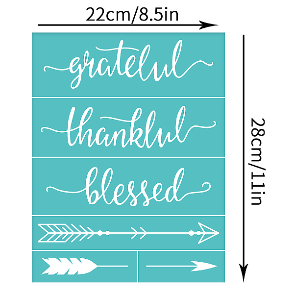 

PandaHall OLYCRAFT 2Pcs Self-Adhesive Silk Screen Printing Stencil Grateful Thankful Blessed Silk Screen Stencil Reusable Washable Mesh..., Green