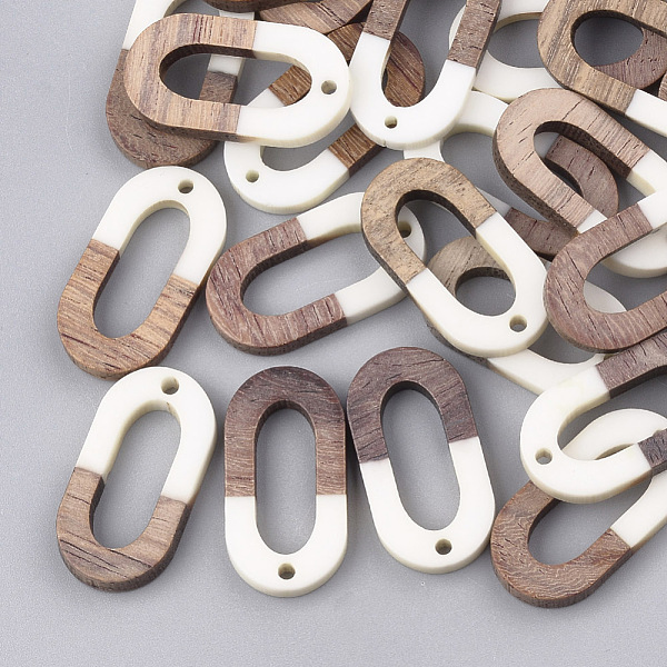 

PandaHall Resin & Walnut Wood Pendants, Oval, White, 28x15x3.5~4mm, Hole: 1.5mm Resin+Wood Oval White