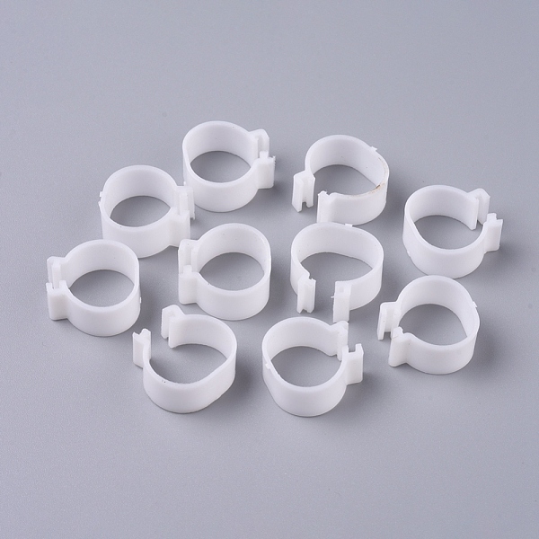 

PandaHall Plastic Poultry Leg Bands, Bird Chicks Ducks Chicken Clip-on Rings, White, 21x21x10mm Plastic White