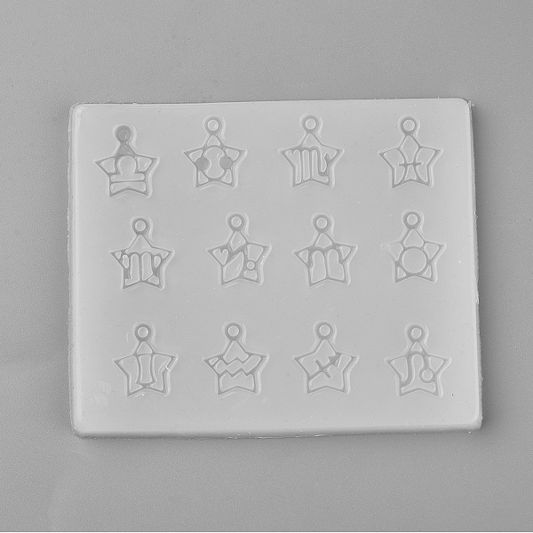 

PandaHall Food Grade Silicone Molds, Resin Casting Molds, For UV Resin, Epoxy Resin Jewelry Making, Star with Twelve Constellations Shape..., White
