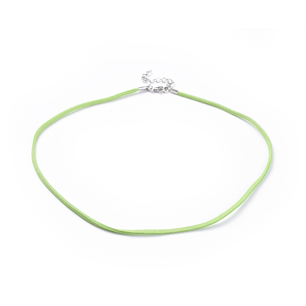 

PandaHall Faux Suede Necklace Cord, with Platinum Color Iron Lobster Clasps and Iron Chains, Mixed Color, 450x2.5x2mm Faux Suede Multicolor