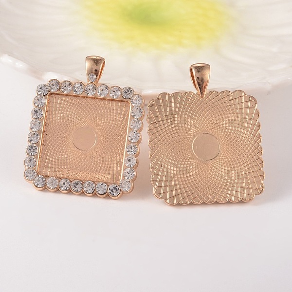 

PandaHall Square Alloy Rhinestone Pendant Cabochon Settings, Cadmium Free & Lead Free, Picture Memory Frame Pendants, Light Gold, Crystal..., Clear