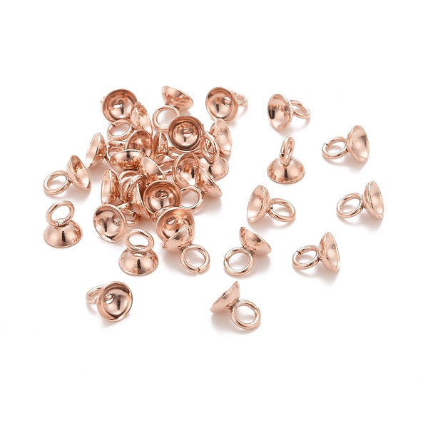 

PandaHall 201 Stainless Steel Bead Cap Pendant Bails, for Globe Glass Bubble Cover Pendants, Rose Gold, 6.5x5mm, Hole: 3mm 201 Stainless...