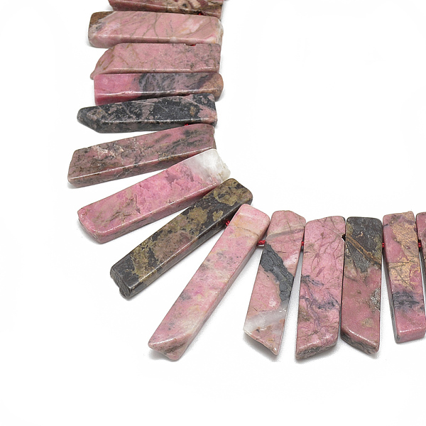 

PandaHall Natural Rhodonite Beads Strands, Top Drilled Beads, Rectangle, 19~67x8~11x4~9mm, Hole: 1mm, about 38~48pcs/strand, 15.7 inch...