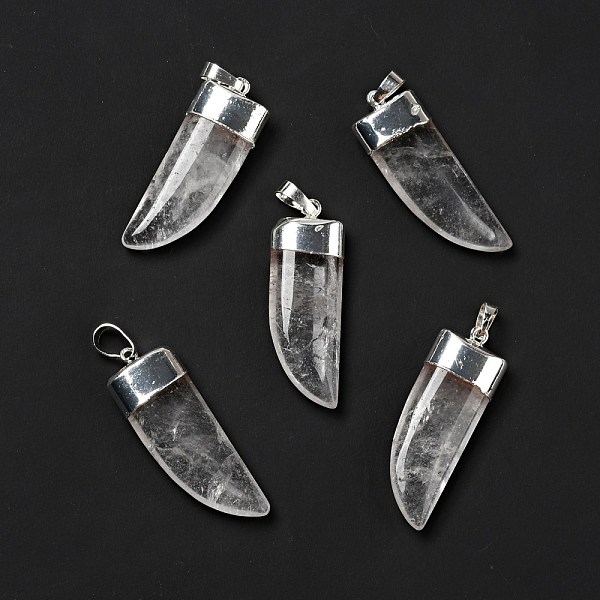 

PandaHall Natural Quartz Crystal Pendants, with Silver Tone Brass Findings, Dagger Shape, 41~42x15~16x6.5~7.5mm, Hole: 5x7.5mm Quartz...