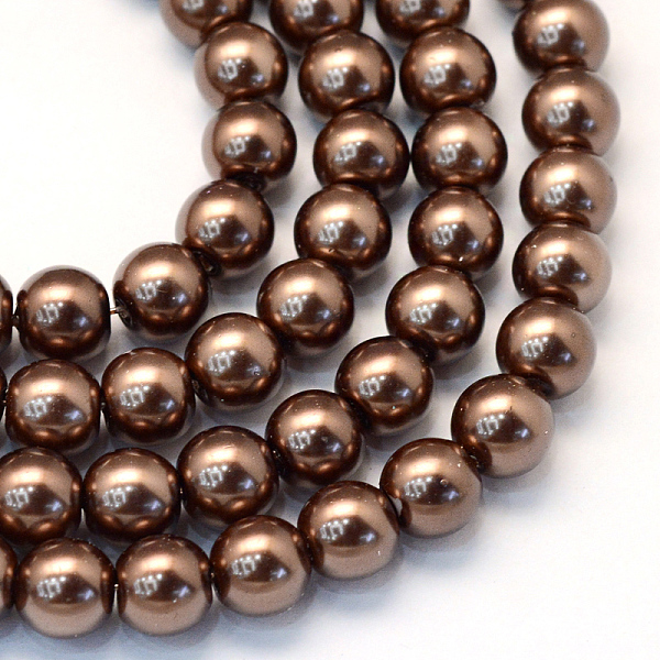 

PandaHall Baking Painted Pearlized Glass Pearl Round Bead Strands, Saddle Brown, 6~7mm, Hole: 1mm, about 135~140pcs/strand, 31.4 inch Glass...
