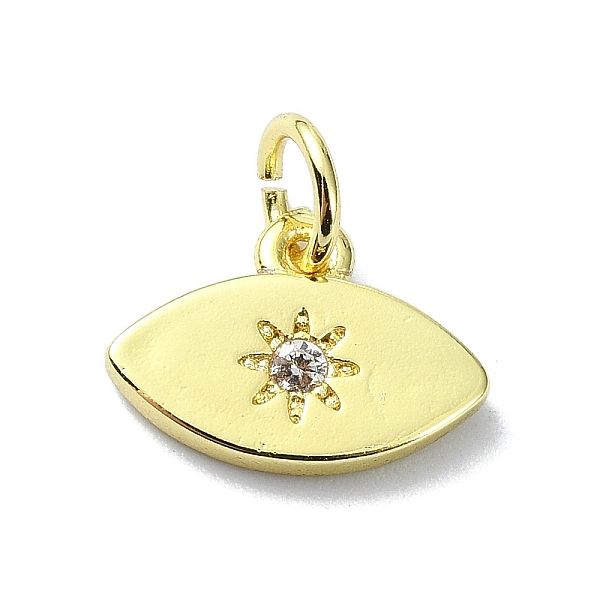 

PandaHall Eye Theme Brass Micro Pave Cubic Zirconia Charms, with Jump Ring, Real 18K Gold Plated, Sun, 9x12x1.5mm, Hole: 3mm Brass+Cubic..., Clear
