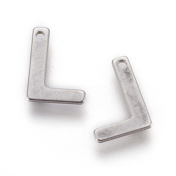 

PandaHall 304 Stainless Steel Charms, Letter, Letter.L, 11x8x0.6mm, Hole: 1mm 304 Stainless Steel Letter L
