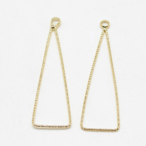 

PandaHall Brass Pendants, Triangle, Real 18K Gold Plated, 37x11.5x0.5mm, Hole: 1.5mm Brass Triangle