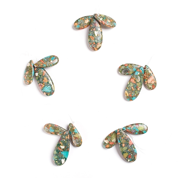 

PandaHall Assembled Synthetic Silver Line Turquoise and Peridot Pendants, Teardrop, Dark Khaki, 34.5~50.5x15~20.5x6.5~7mm, Hole: 2mm..., Yellow