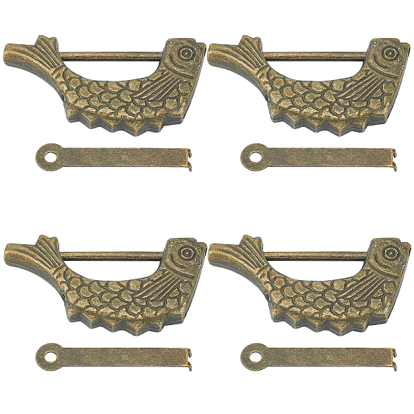 

PandaHall Retro Fish Alloy Combination Locks, PadLocks with Key, For Wooden Drawer, Jewelry Box, Cadmium Free & Lead Free, Antique Bronze...