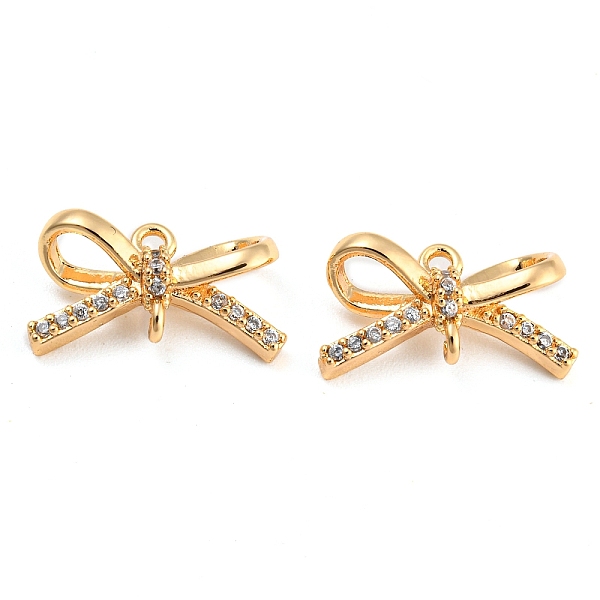 

PandaHall Brass Micro Pave Clear Cubic Zirconia Connector Charms, Bowknot Links, Real 18K Gold Plated, 7.5x14x5mm, Hole: 1mm Brass+Cubic...