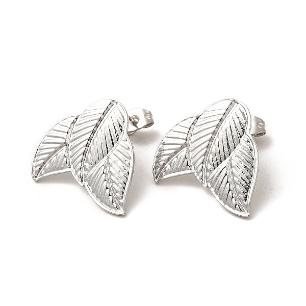 

PandaHall 304 Stainless Steel Stud Earrings Findings, with Vertical Loop, Leaf, Stainless Steel Color, 19.5x22mm, Hole: 2.5mm, Pin: 0.8mm...