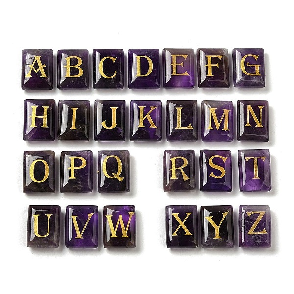 

PandaHall 26Pcs Natural Amethyst Healing Rectangle with Letter A~Z Display Decorations, Reiki Energy Stone Ornament, 20x15x6.5mm Amethyst...