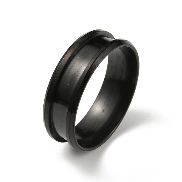 

PandaHall 304 Stainless Steel Grooved Finger Ring Settings, Ring Core Blank, for Inlay Ring Jewelry Making, Electrophoresis Black, Inner...