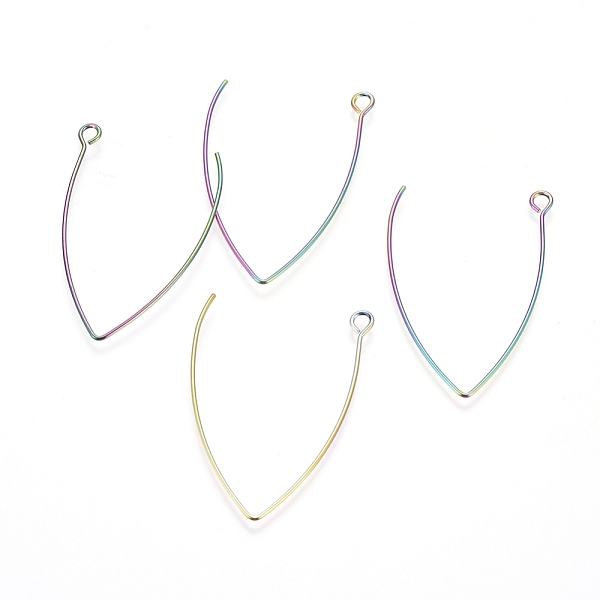 

PandaHall Ion Plating(IP) Stainless Steel Earring Hooks, with Horizontal Loop, Rainbow Color, 41x24.5mm, Hole: 3mm, 21 Gauge, Pin: 0.7mm...