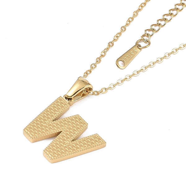 

PandaHall Ion Plating(IP) Initial Letter 304 Stainless Steel Pendant Necklaces, Real 18K Gold Plated, Letter W, 15.87 inch(40.3cm), Pendant...