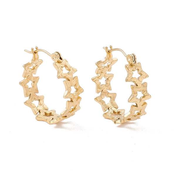 

PandaHall Ion Plating(IP) 304 Stainless Steel Star Wrap Hoop Earrings for Women, Golden, 22x20x8mm, Pin: 0.6mm 304 Stainless Steel Star