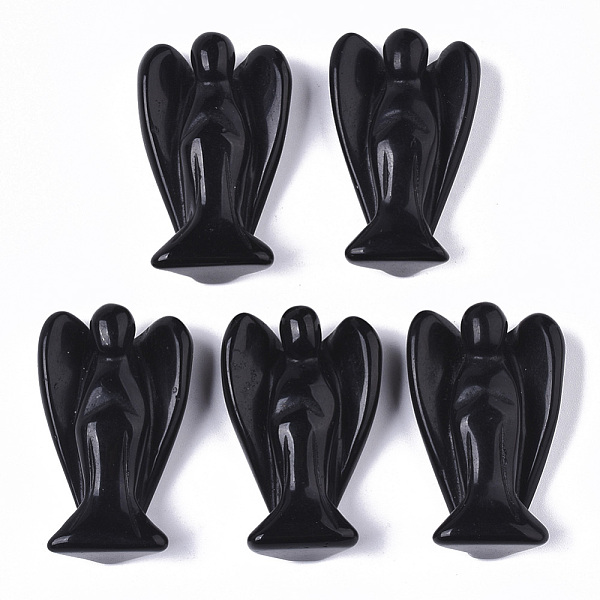 

PandaHall Natural Obsidian Angel Decor Healing Stones, Energy Reiki Gifts for Women Men, Home Display Decoration, 41x26x13.5mm Obsidian..., Black