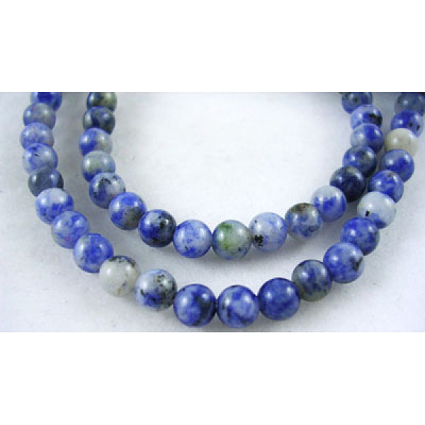 

PandaHall Natural Blue Spot Jasper Beads, Round, Cornflower Blue, 4mm, Hole: 0.8mm, about 87pcs/strand, 15 inch Blue Spot Jasper Round Blue