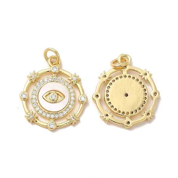 

PandaHall Rack Plating Brass Micro Pave Cubic Zirconia Pendants, with Jump Rings, Cadmium Free & Lead Free, Long-Lasting, Flat Round & Eye..., Clear