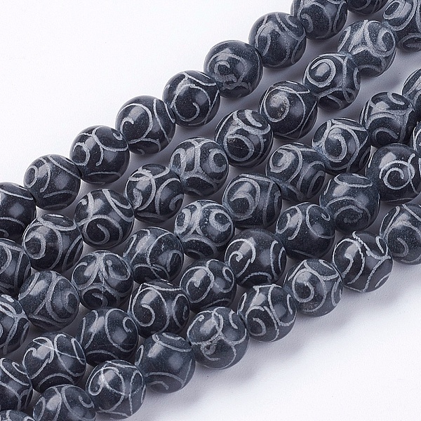 Natural Carved Henan Jade Beads Strands